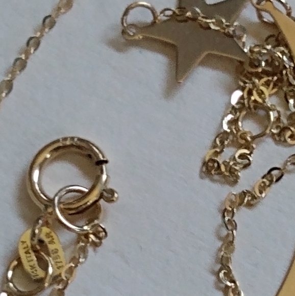 14k yellow gold moon and star necklace - Picture 3 of 3